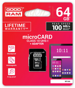 USB Ram Drive Good Ram 64GB microSDXC Class 10 UHS-I + adapterrel - M1AA-0640R12