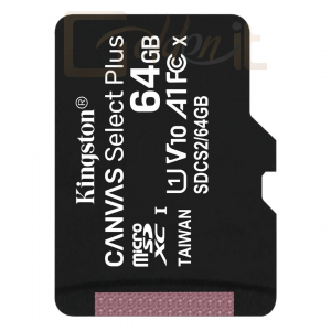 USB Ram Drive Kingston 64GB microSDXC Canvas Select Plus 100R A1 C10 Card adapter nélkül - SDCS2/64GBSP